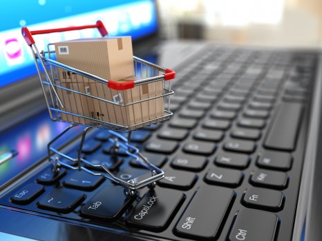 shopping cart on keyboard ecommerce ashop